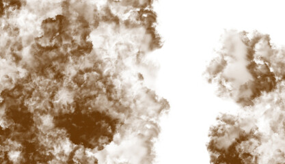 Sepia toned cloud formations are displayed against a white background creating a soft atmospheric effect beige blend brown © MDRIAZ