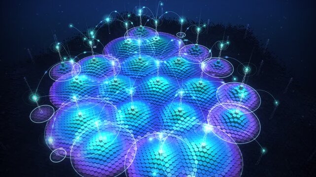 Cell Towers Activating and Signal Coverage Spreading Across 3D Hexagon Map