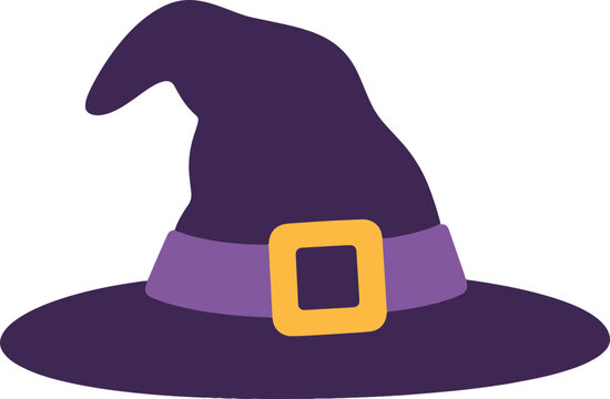 Purple Halloween witch hat with gold buckle