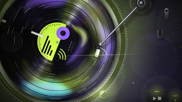 Futuristic DJ Turntable Vinyl Record Scratching Seamless Loop Animation