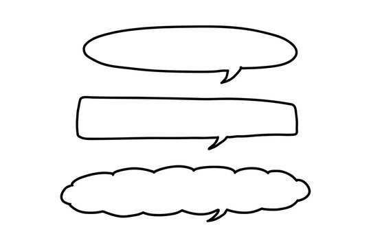 Long Hand Drawn Speech Bubble Set &ndash; Black Outline Frames