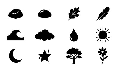 Fototapeta premium Nature Icons Set, Organic Elements Collection, Organic Shapes Vector Graphics