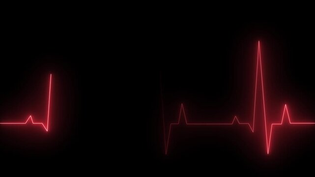 Monitoring medical check heart with EKG, ECG tools measurement. result medical lab sign. Neon Ecg heartbeat line animation. Heart bit rate icon.animation transparent background.