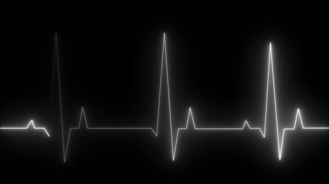Monitoring medical check heart with EKG, ECG tools measurement. result medical lab sign. Neon Ecg heartbeat line animation. Heart bit rate icon.animation transparent background.