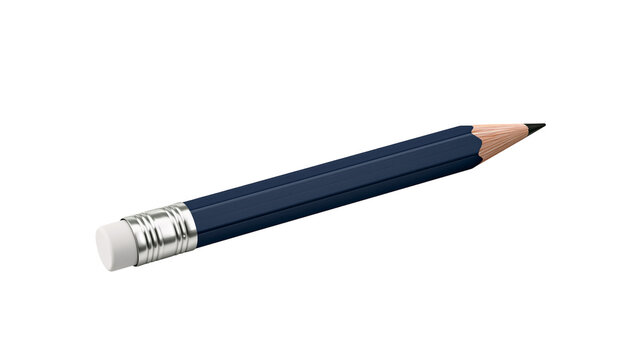 Dark blue wooden pencil with pink eraser and metallic ferrule