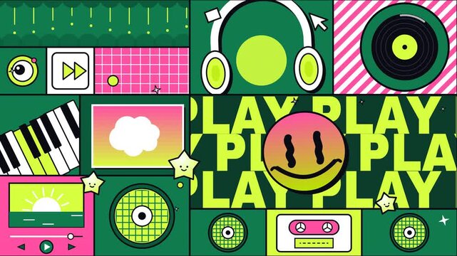 Retro Color Play Night Background 3
