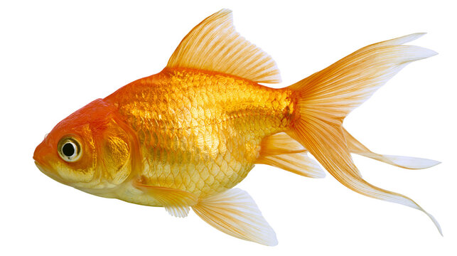 Bright orange goldfish with flowing fins and detailed scales