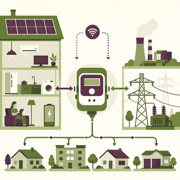 Smart meter linking household consumption to grid