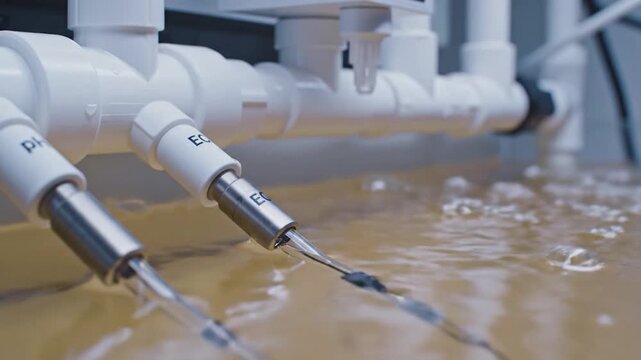 Automated pH and electrical conductivity dosing station regulating hydroponic nutrient solution for precise plant nutrition and efficient smart greenhouse production