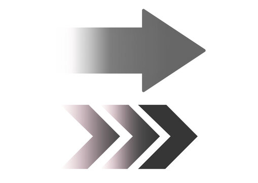 Set of grey motion arrows with fading effect