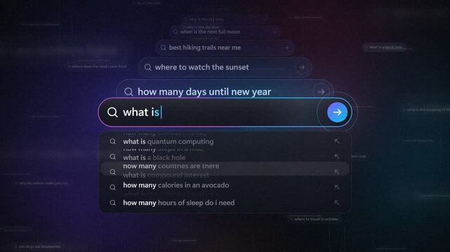 Search Queries Rapidly Replacing In Bar With Autocomplete Suggestions Seamless Loop