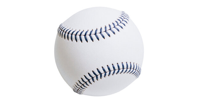 White leather baseball with red stitching seams