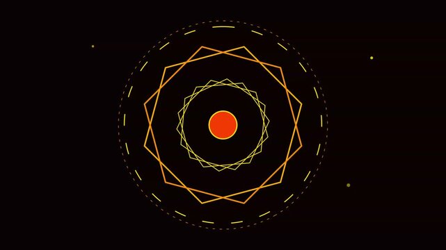 Glowing golden mandala light pattern spinning animation cosmic