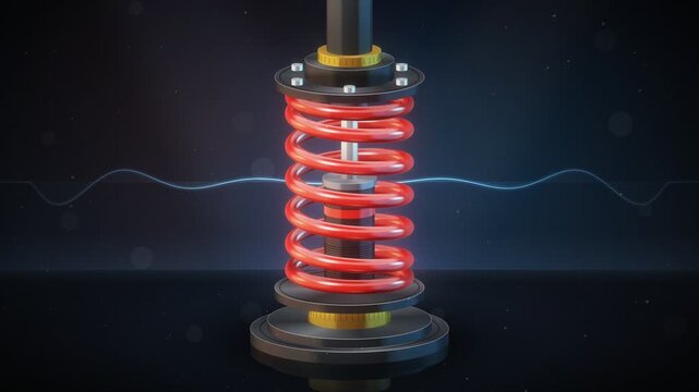 automotive suspension spring absorbing shock vibration animation loop