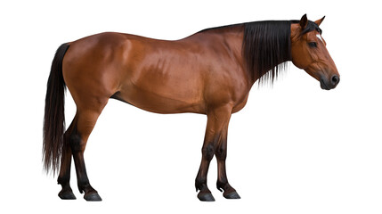 Bay horse with black mane and tail standing in profile © Aisling