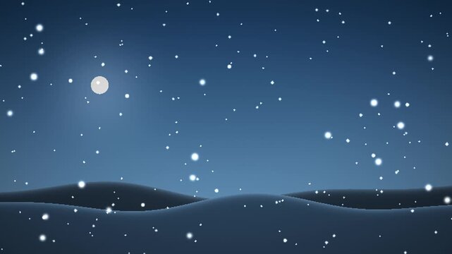 冬のシルバーホワイトとアイスブルーの渦巻く雪のスノードームのループアニメーション（シームレスループ）
