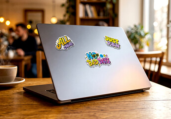 Colorful Laptop Sticker Mockup