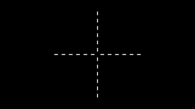 four white dashed lines extend outward from a central point, forming a symmetrical directional graphic on a transparent background.