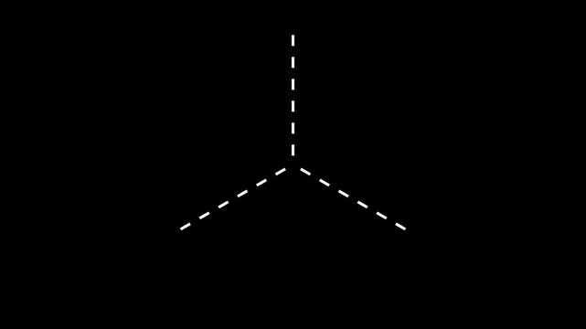 Three white dashed lines extend outward from a central point, forming a symmetrical directional graphic on a transparent background.