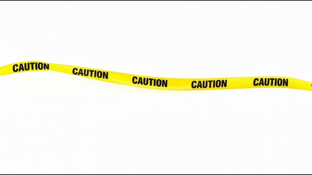 Yellow caution tape with bold black letters warning of potential danger