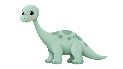 Cute light green cartoon dinosaur with dark green spots and rosy cheeks © Uxia