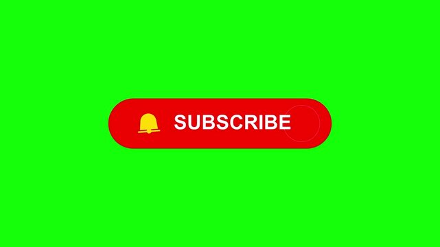 Green screen subscribe button animation with bell icon clicking and mouse pointer