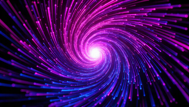 Abstract Futuristic Vortex Tunnel of Glowing Fiber Optic Lights