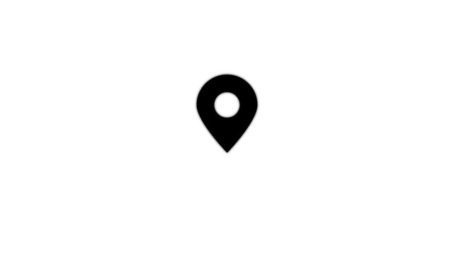 Map pin location icon animation with red marker on white background for navigation