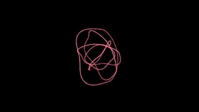 Red Glowing Scribble Line Motion Graphic on Black