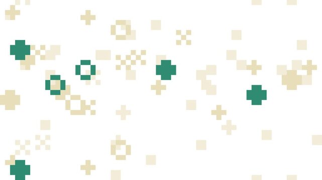 Blocky Cross and Square Shapes Drifting on White