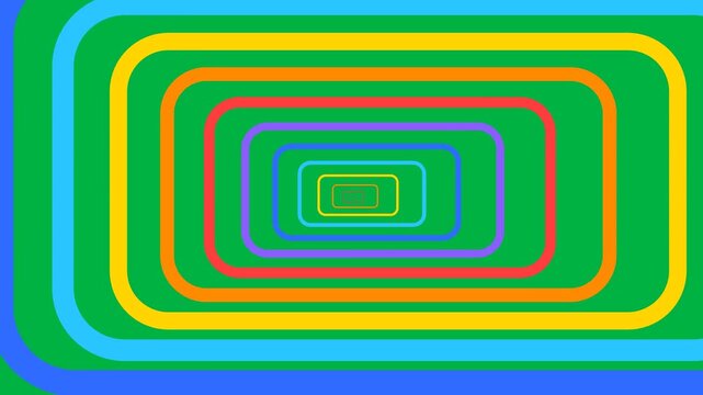 Rainbow Concentric Rounded Rectangles Tunnel on Green