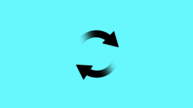 Circle arrow refresh and reload icon animation with loading progress on green background.