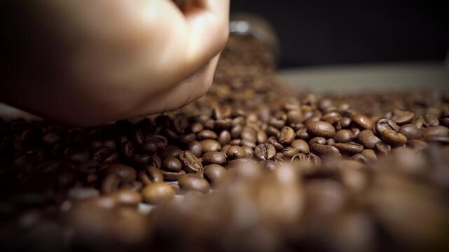 Macro Coffee Beans with a Soft Focus Glass Jar