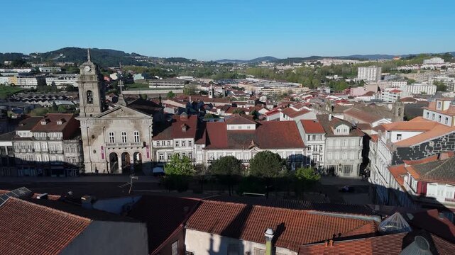 Medieval Castle and Green Courtyard in Guimaraes