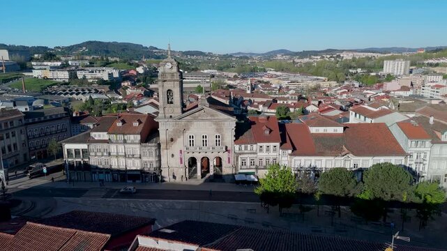 Church Spires and Red Roofs Over Guimaraes Old Town