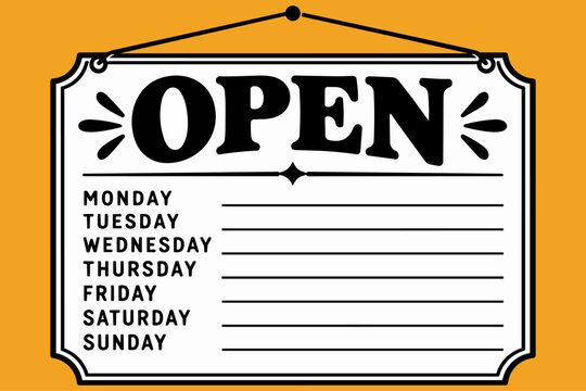 Template for Open Hours Hanging Sign in vector