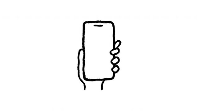 Smartphone For Mobile Communication And App Use Doodle Animation. Cell Phone And Handheld Device For Digital Interaction. 4K Video Loopable Overlay Element.