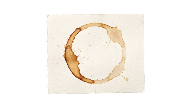 Coffee stain on square textured paper on a transparent background