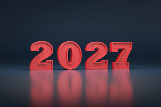 The year 2026 in solid numbers. 3D illustration.
