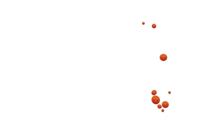 Sad orange emoji faces floating isolated on transparent background for social media