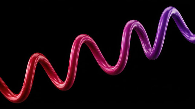 Glossy 3D spiral cable transitioning in color from red to magenta and purple on generated using ai