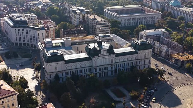 Aerial view of National Gallery in Sofia city, Bulgaria