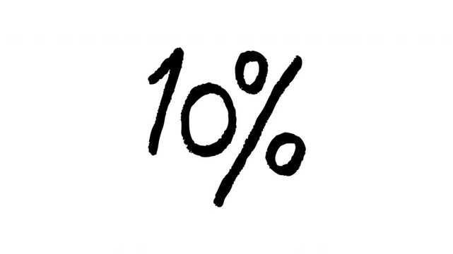 Percentage Symbol For Discounts And Sales Promotions Doodle Animation With Alpha Channel. Percent Sign, Price Reduction And Special Offer. Animated Hand-Drawn Icon For Video Overlay 4K.