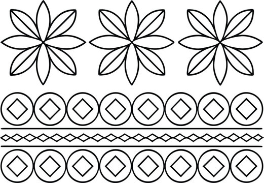 Abstract Geometric Pattern Designs. Seamless Decorative Pattern Elements. Minimal Geometric Line Pattern Designs. Repeating Floral Pattern Illustrations. Modern Abstract Shape Pattern Art. 