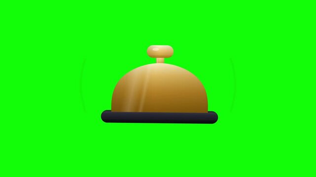 Golden reception service bells ringing on green screen background