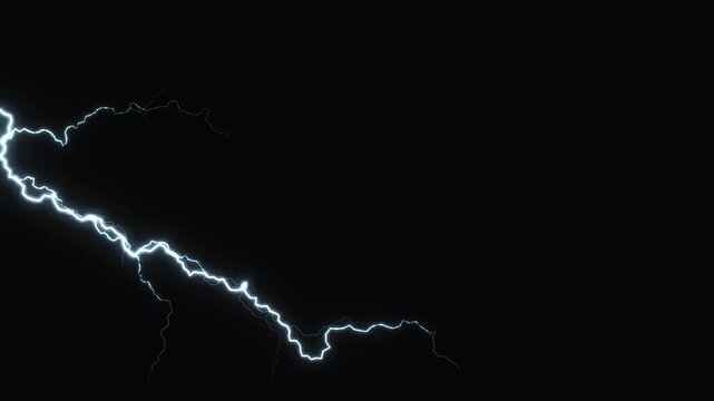 3D render lightning effect A dramatic and powerful lightning strike against a completely dark background