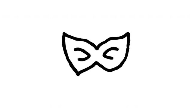 Theater Mask For Acting And Performance Doodle Animation. Drama Symbol And Stage Play Emblem. 4K Video Loopable Overlay Element. Hand-Drawn Animated Icon With Alpha Channel.