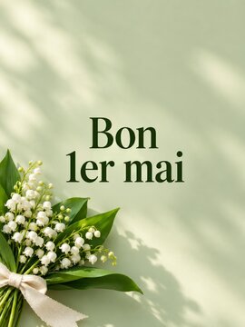 French spring holiday greeting with delicate lily of the valley flowers
