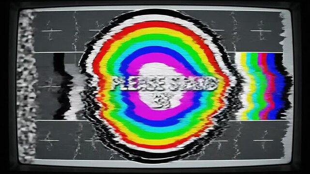 Retro television screen test pattern with no signal glitch effect