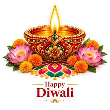 Diwali festival and oil lamp concept on background.